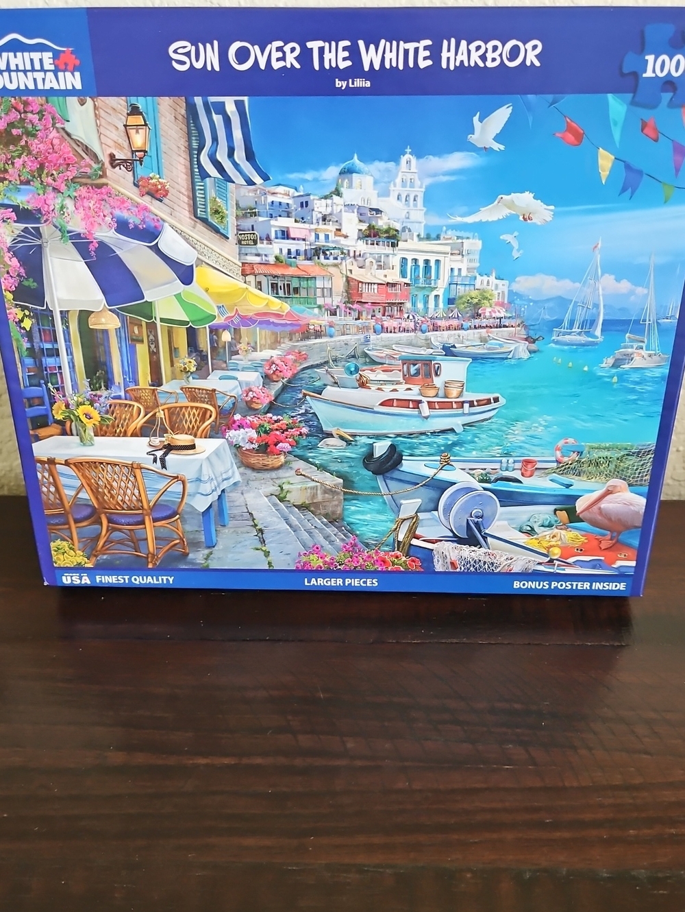 SUN OVER THE WHITE HARBOR 1000 PIECE WHITE MOUNTAIN PUZZLE